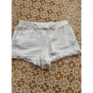 TGLA White Eyelet Shorts w/Drawstring‎ Sz L